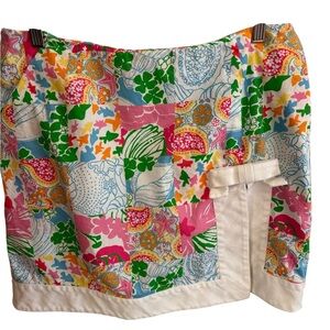 Lilly Pulitzer Skort Patchwork Print Tropical Seashell Resort Preppy 10